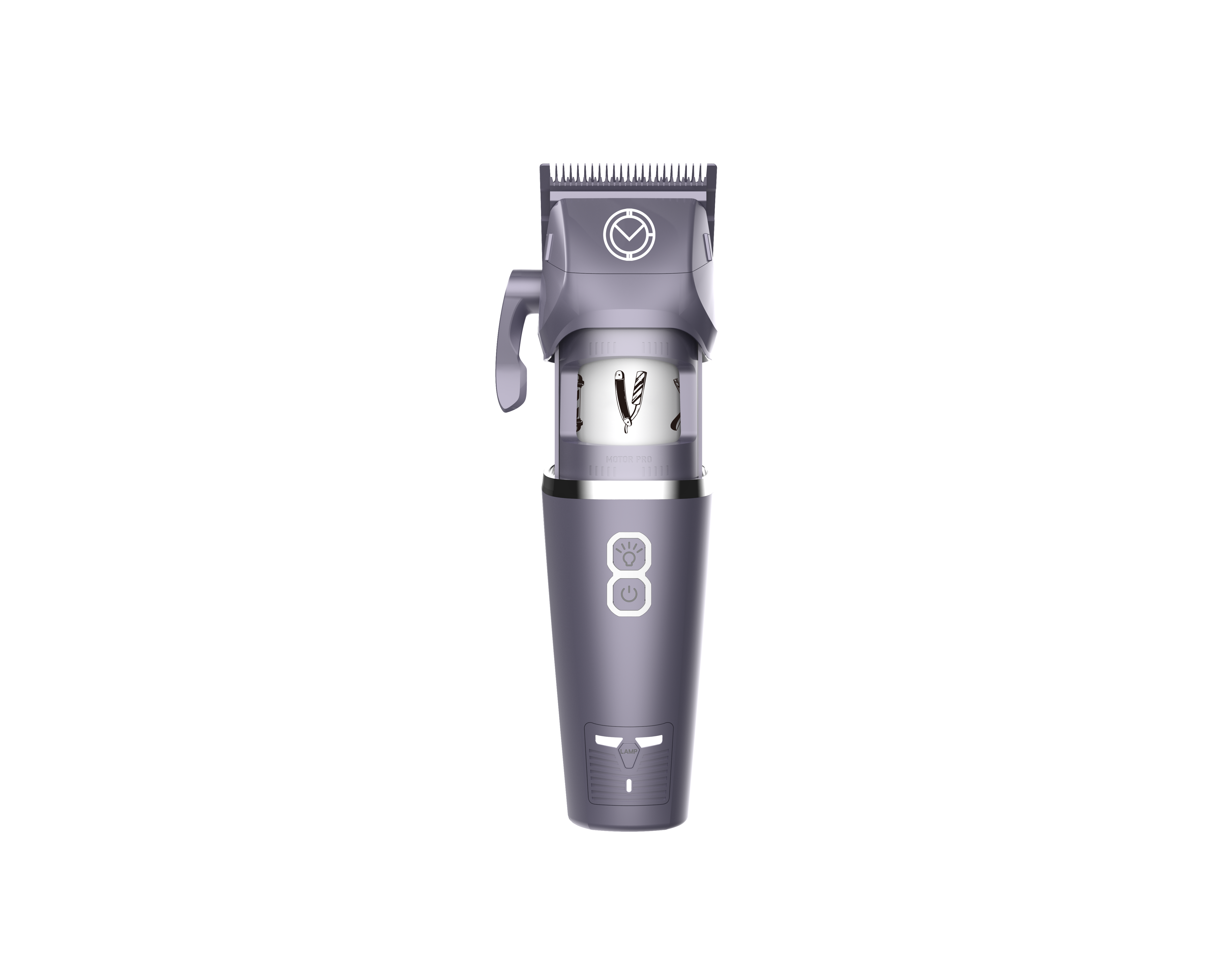 Vekix outer rotor hair clipper silver V4 with 7500 RPM high-torque motor, precision blades, and sleek metallic design for barbers and at-home haircuts